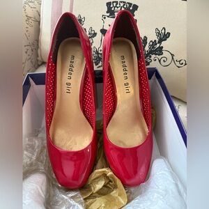 Madden Girl Glossy Red Heels, Size 6